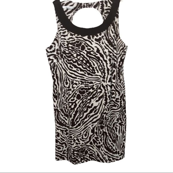 Dressbarn Sleeveless Dress Womens Zebra Print Cutout Midi Shift Dress Size 16 - Picture 1 of 7